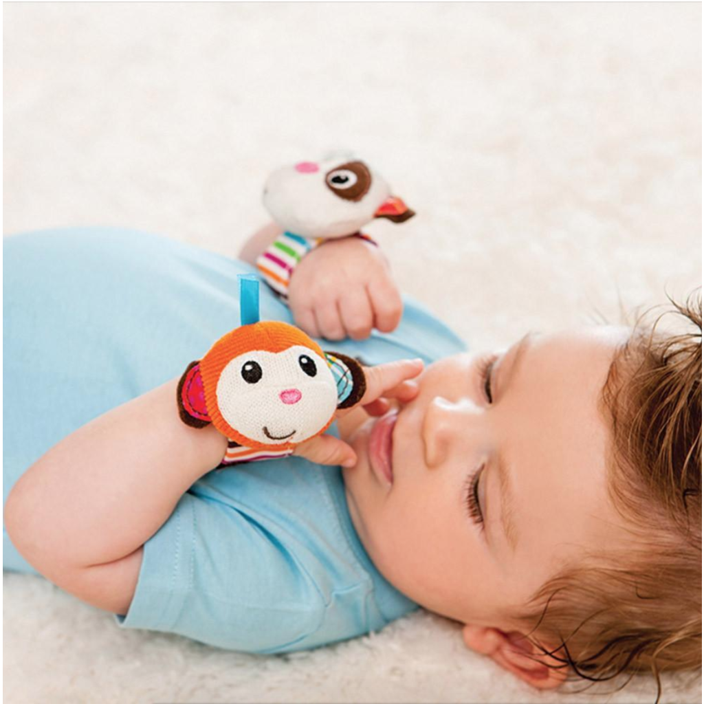 INFANTINO WRIST RATTLES PANDA & MONKEY