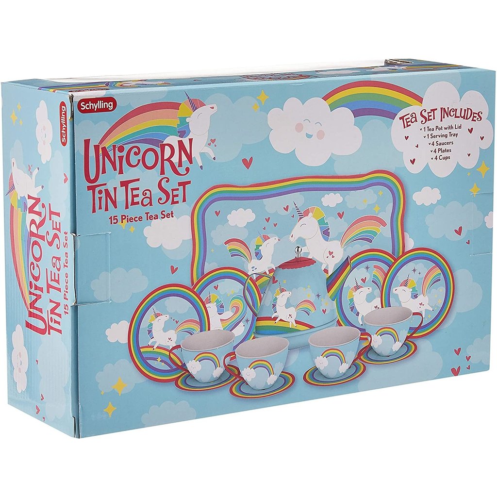 schylling unicorn tin tea set