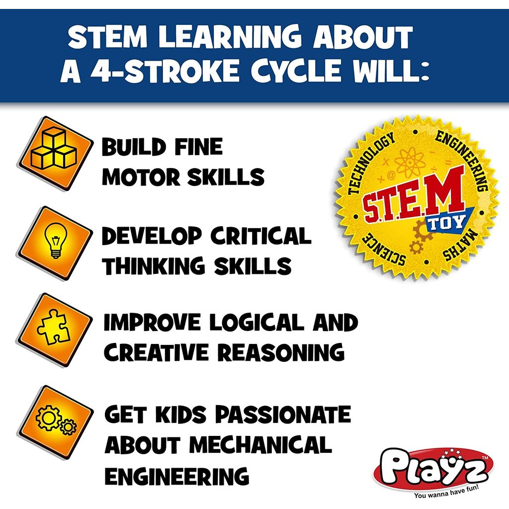 Playz V8 Engine and Steam Engine Model Kit Building Kit for Kids and Adults  - STEM Science Kits for Kids, Model Engine Kits for Adults and Educational