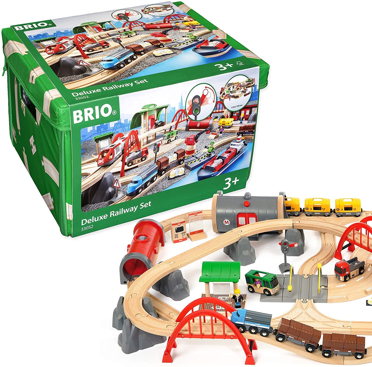 BRIO World 33209 Rail Road Travel Set 33 Piece Train Toy With Accessories  And Wooden Tracks For Kids Ages And Up