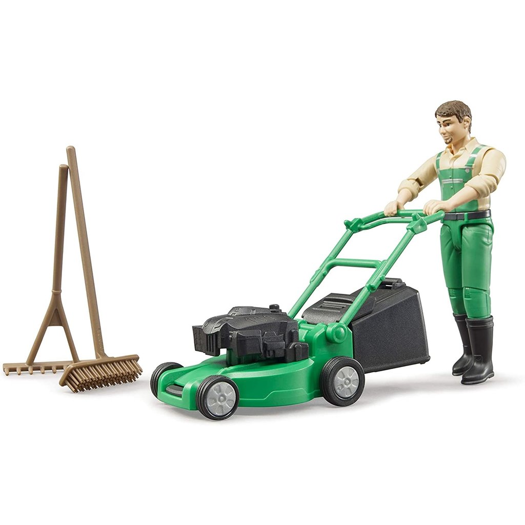 BRUDER TOYS AMERICA GARDENER WITH LAWN MOWER