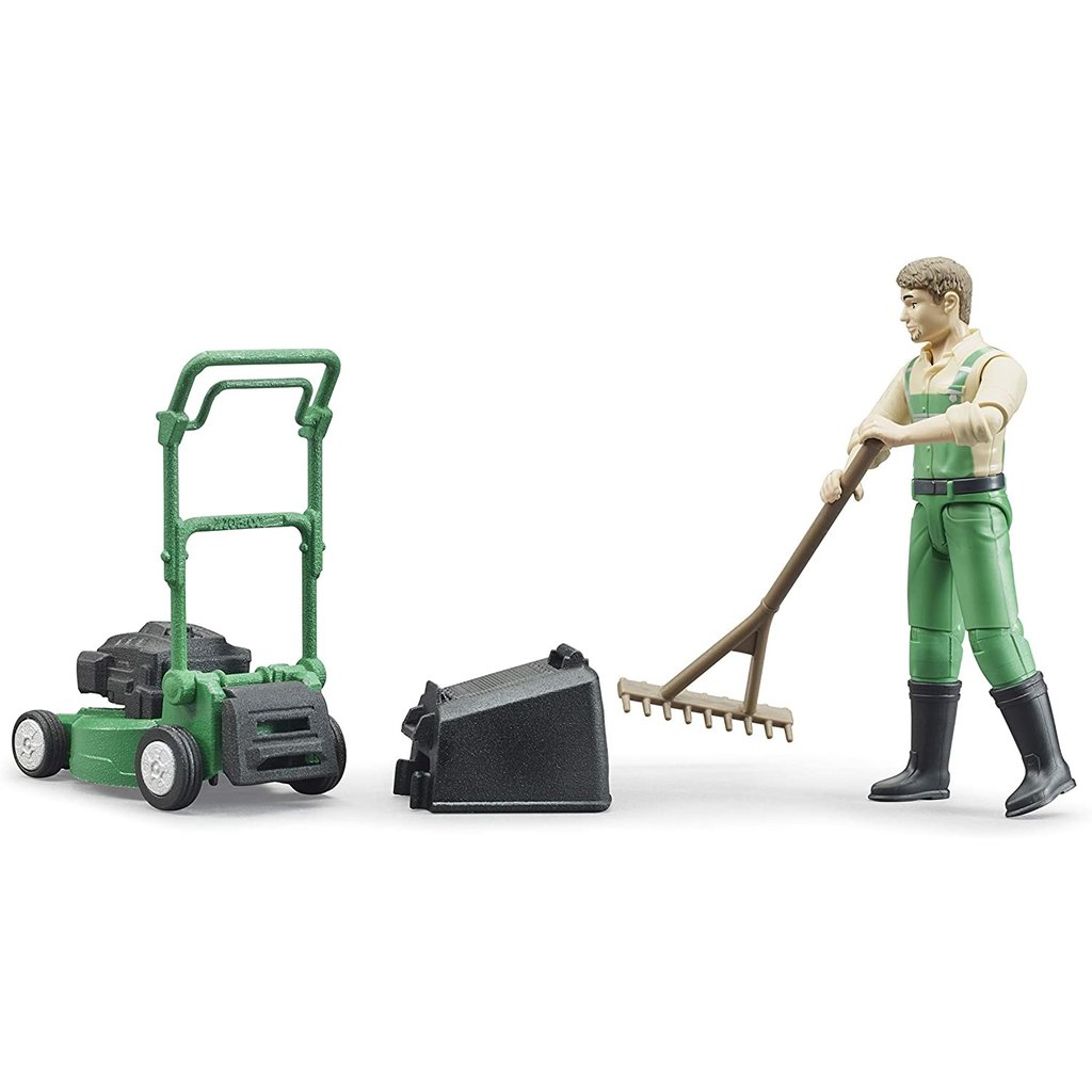 BRUDER TOYS AMERICA GARDENER WITH LAWN MOWER