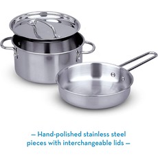 MELISSA AND DOUG STAINLESS STEEL POTS & PANS COOKWARE