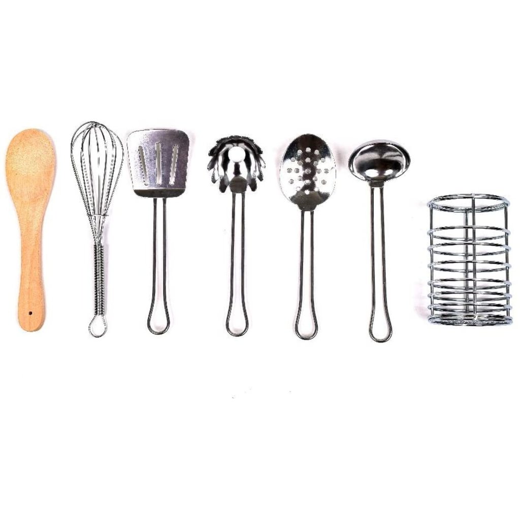 Melissa & Doug Stir and Serve Cooking Utensils (7 pcs) - Stainless