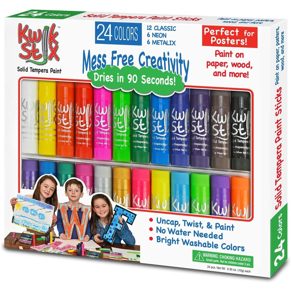 PENCIL GRIP COMPANY KWIK STIX SOLID TEMPERA PAINT 24 PACK