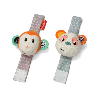 INFANTINO WRIST RATTLES PANDA & MONKEY