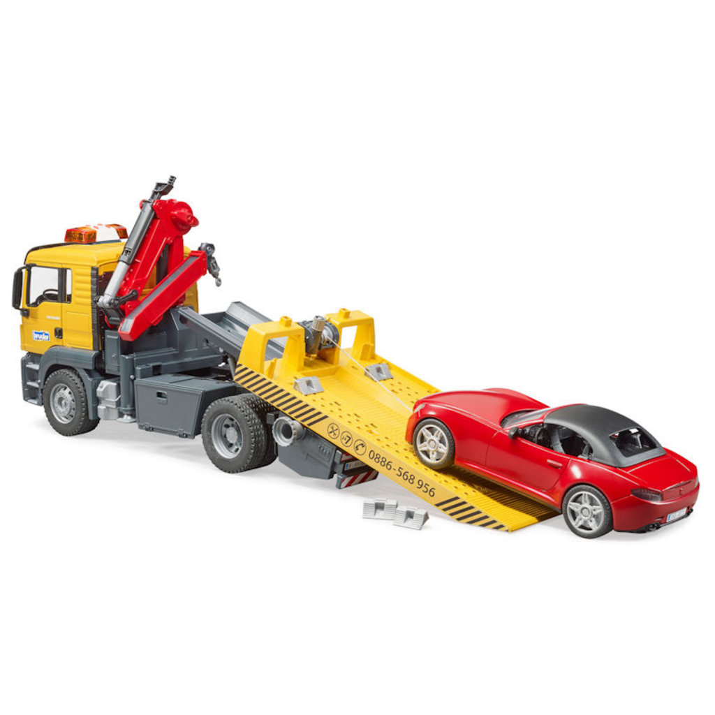 BRUDER TOYS AMERICA MACK GRANITE TOW TRUCK WITH ROADSTER