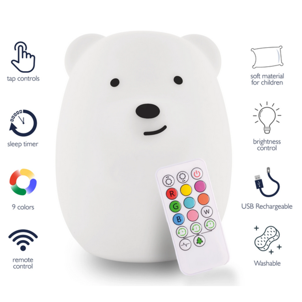 LumiPets LED Kids' Night Light Lamp with Remote - Bear