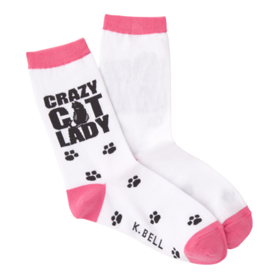 K BELL CRAZY CAT LADY WOMEN CREW SOCKS