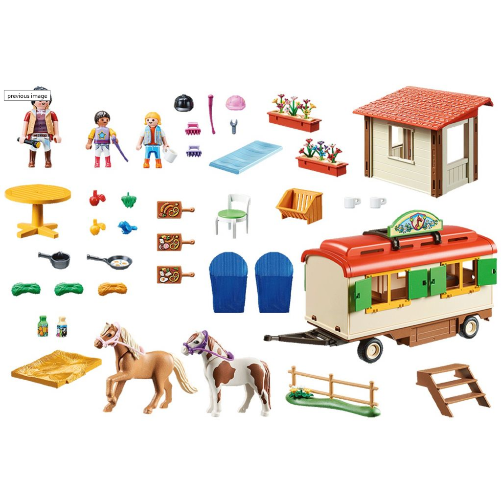 PLAYMOBIL PONY SHELTER WITH MOBILE HOME