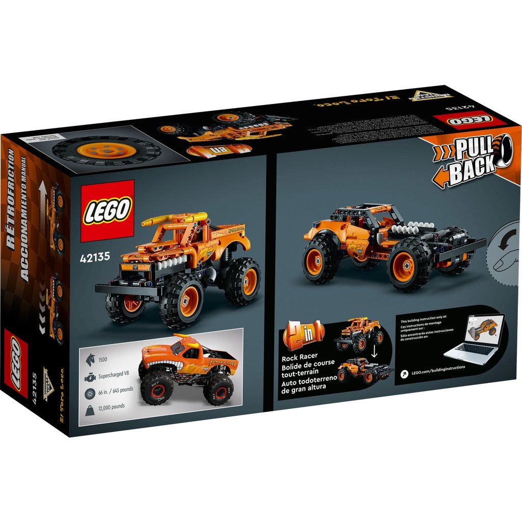 LEGO Technic Monster Jam El Toro Loco (42135) Set 2 in 1 Pickup e Macchina  per Bambini e Bambine 7+