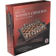 CLASSIC GAMES METAL CHESSMEN  WITH WOOD BOARD