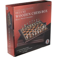 METAL CHESSMEN  WITH WOOD BOARD