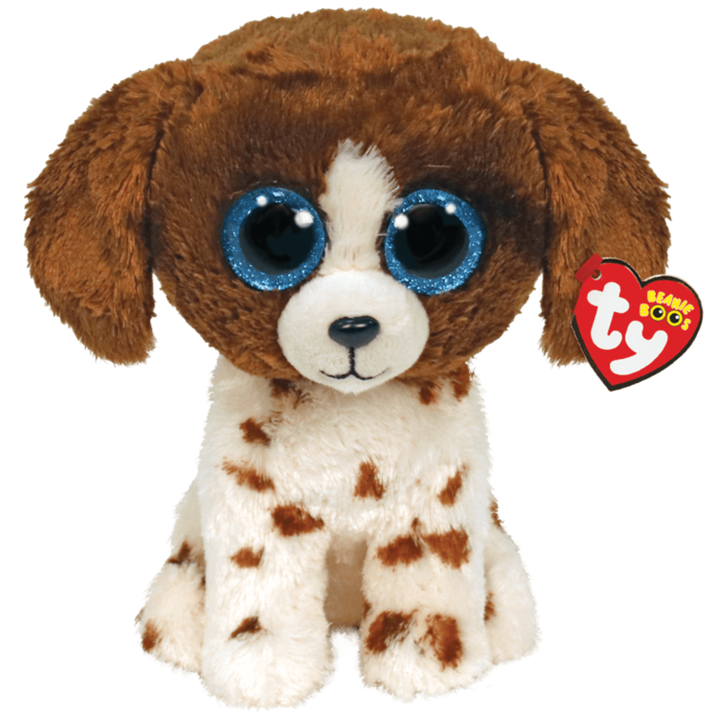 TY MUDDLES BROWN AND WHITE DOG BEANIE BOO