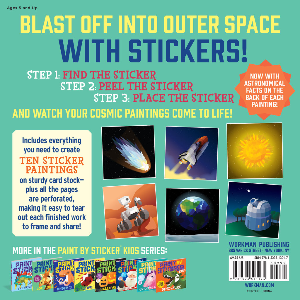 WORKMAN PUBLISHING PAINT BY STICKER KIDS OUTER SPACE