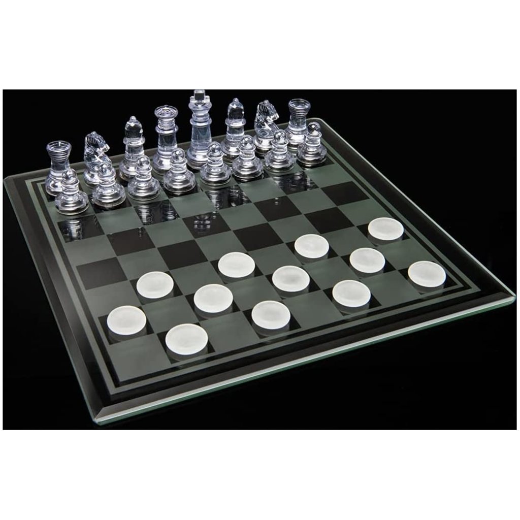 SPINMASTER GLASS CHESS & CHECKERS