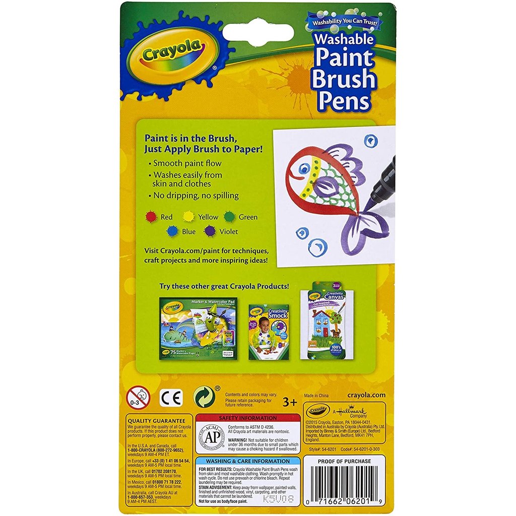 Crayola Washable No Drip Paint Brush Pens, Paint Set for Kids, 5 ct