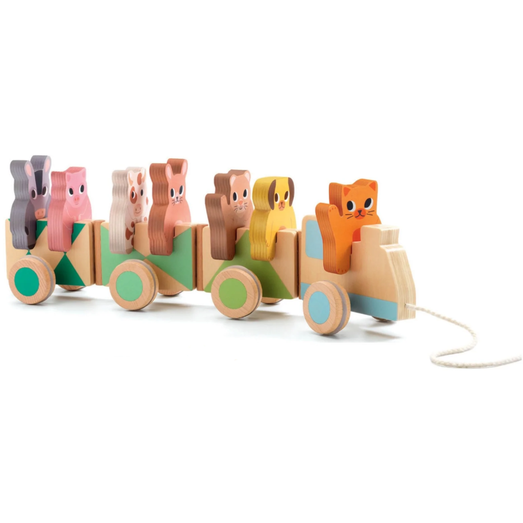 Djeco Trainimo Wooden Train and Jungle Animals