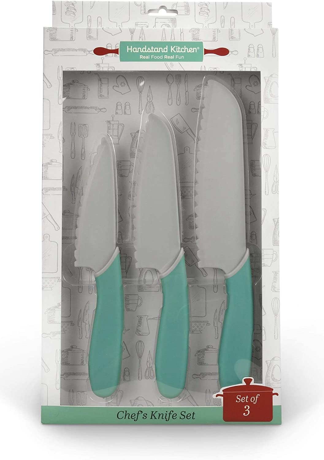 3 Pcs Kids Kitchen Knife, Plastic Serrated Edges Kids Knife Set