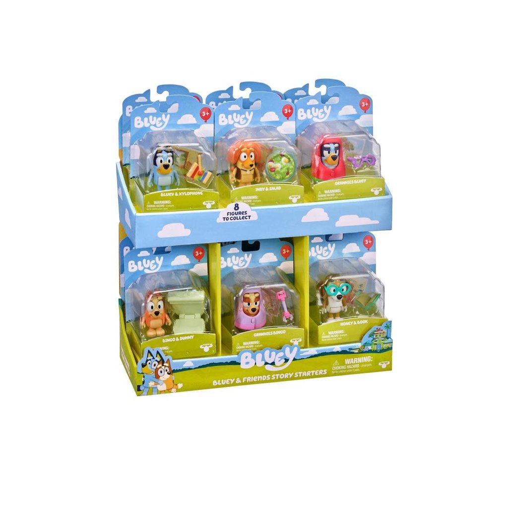 Bluey Story Friends Pack Includes Bluey, Indy, Muffin, Snickers, Figures +  Acc