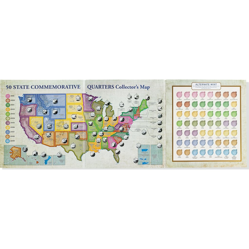 50 STATE COMMEMORATIVE QUARTERS COLLECTOR'S MAP