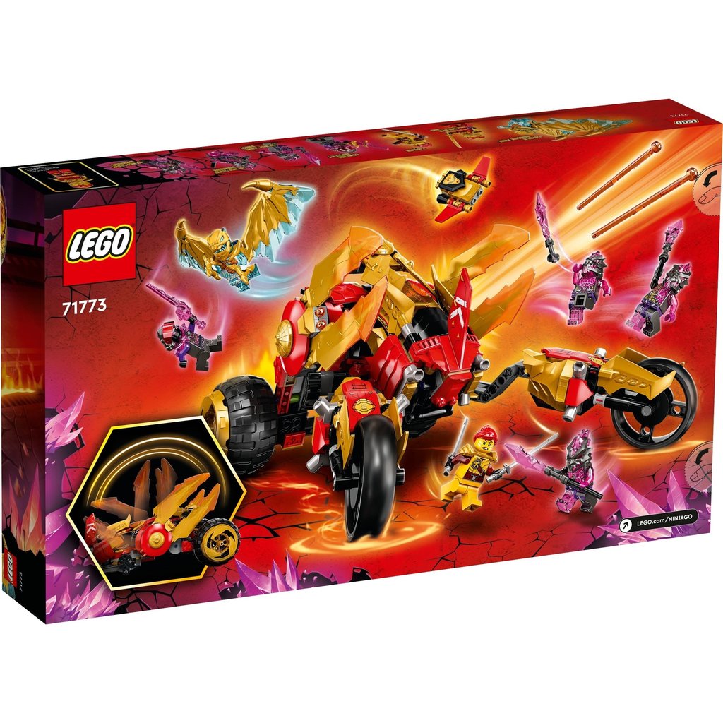 LEGO NINJAGO Kai's Golden Dragon Raider Multi-Terrain Car Toy 71773 with  Kai and Zane Minifigures, Building Set for Kids Ages 8 Plus