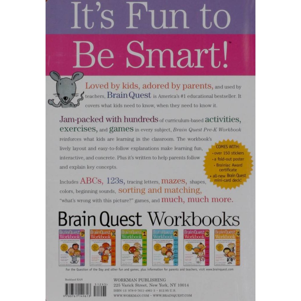 WORKMAN PUBLISHING BRAIN QUEST WORKBOOK PRE K