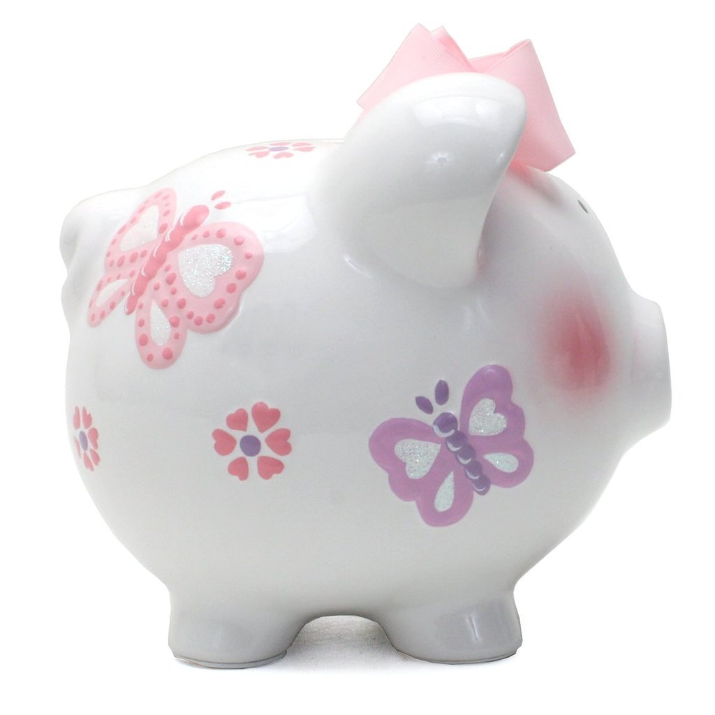 CHILD TO CHERISH CERAMIC PIGGY BANK BUTTERFLY