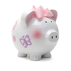 CHILD TO CHERISH CERAMIC PIGGY BANK BUTTERFLY