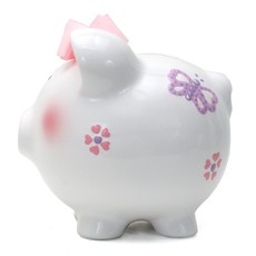 CHILD TO CHERISH CERAMIC PIGGY BANK BUTTERFLY