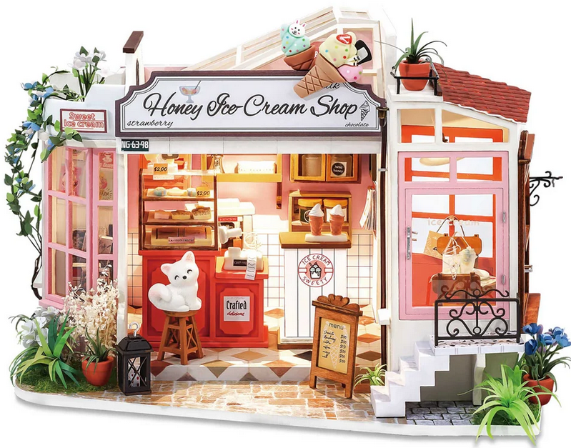 Rolife DIY Miniature Dollhouse Kit 1/24 Scale Tiny House Making Kit Home  Decor Gifts for Adults & Teens (Honey Ice-Cream Shop)
