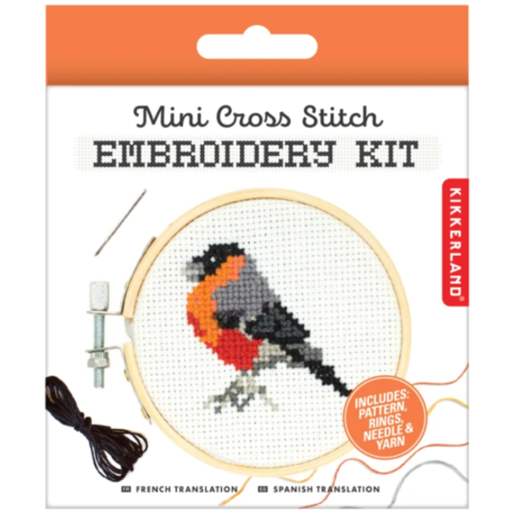 Kikkerland Mini Cross Stitch Embroidery Kit - Bird