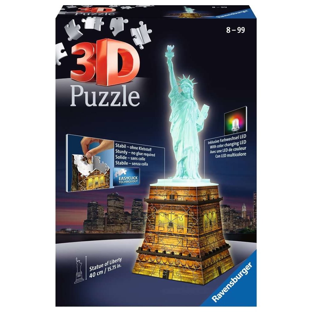 Ravensburger Statue of Liberty 108 Piece 3D Jigsaw Puzzle for Kids and  Adults - Easy Click Technology Means Pieces Fit Together Perfectly , Blue