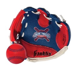 FRANKLIN BASEBALL GLOVE AND BALL RIGHT HANDED RED & BLUE