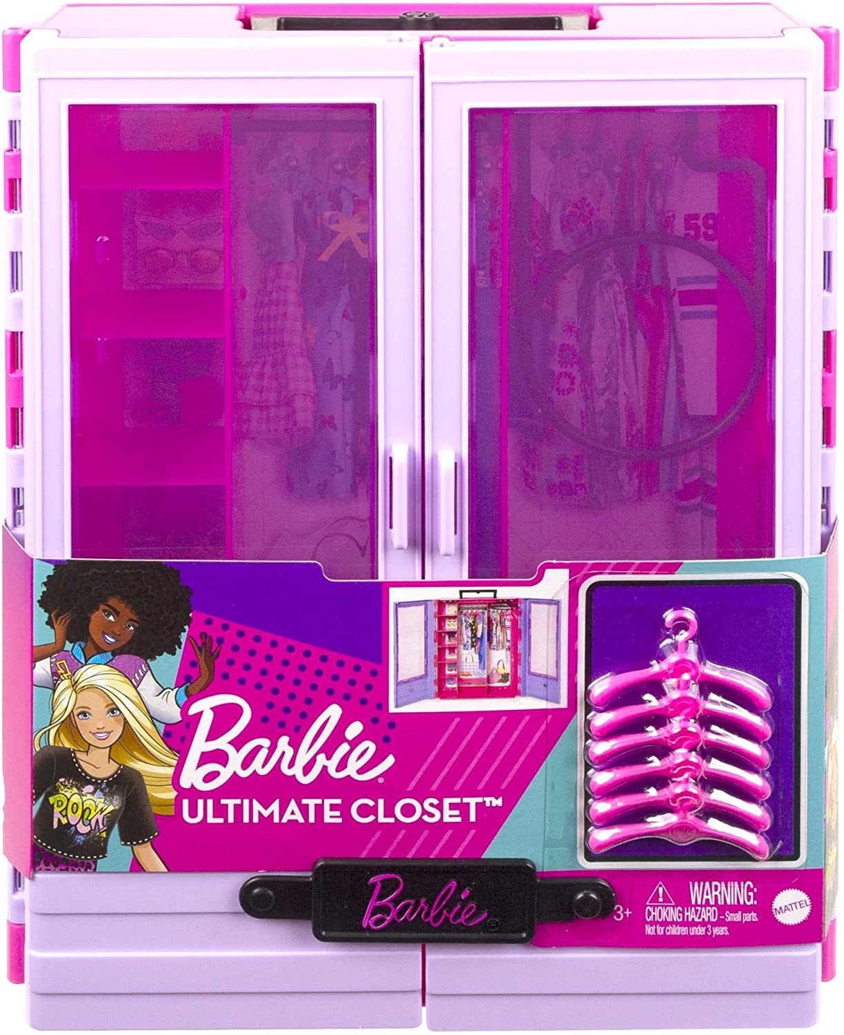 Lot of 5 Barbies Dolls and Portatil Closet Barbie Fashionist