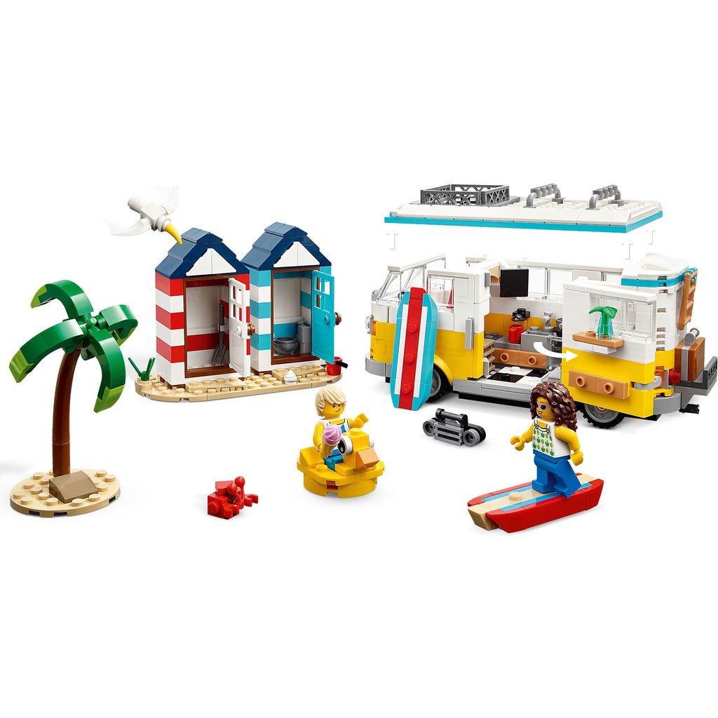 LEGO Creator 3 in 1 Beach Camper Van Building Kit, Transforms from a  Campervan to Ice Cream Shop to Beach House, Great Gift for Surfer Boys and  Girls, Pretend Play Beach Life