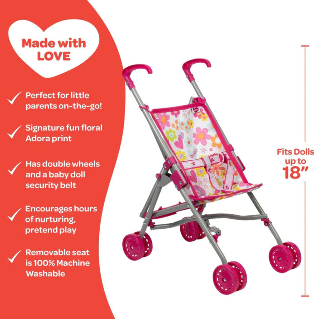 Adora 3-in-1 Baby Doll Stroller Set with Removable Seat - Adora