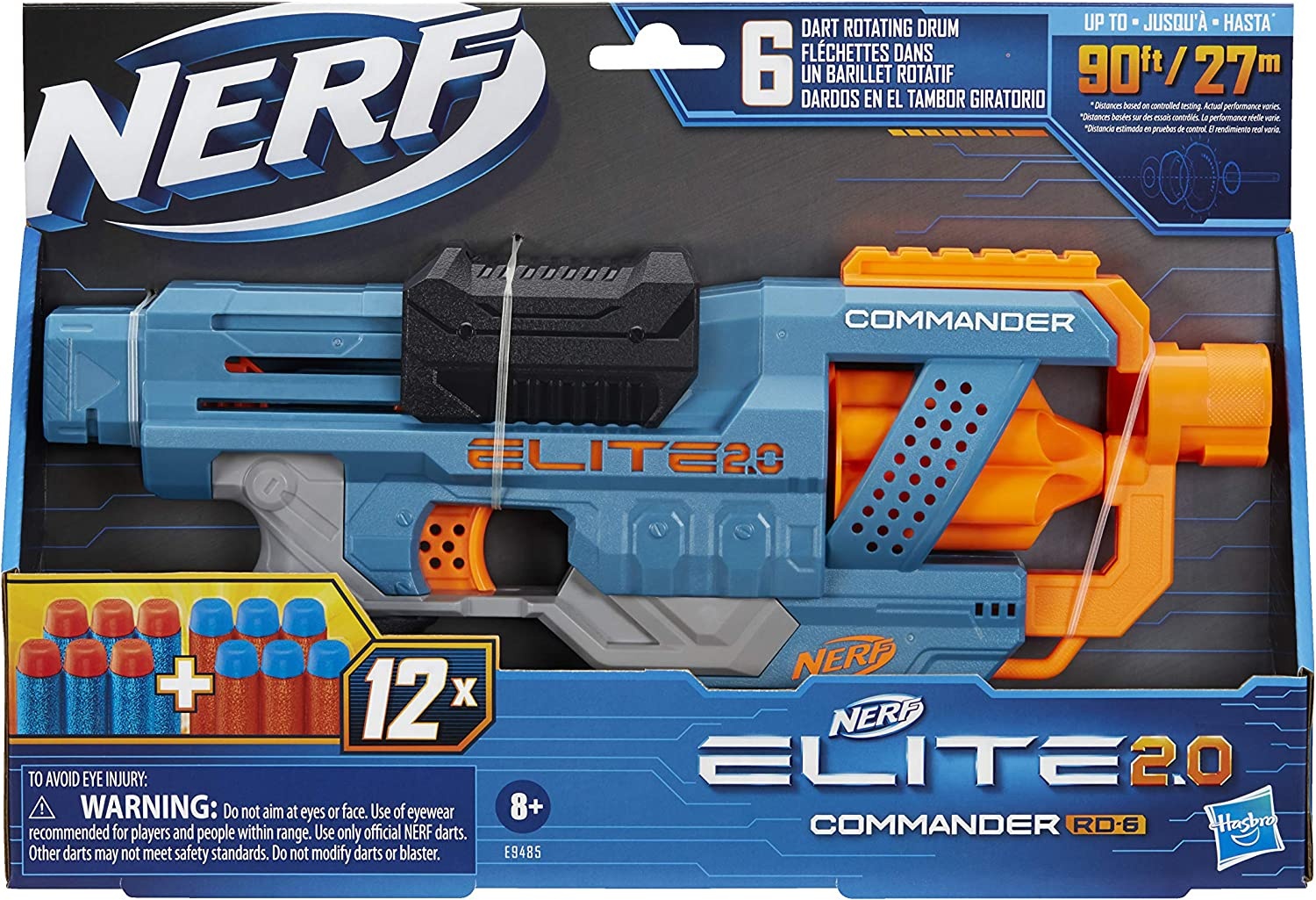 NERF GUN ELITE 2.0 COMMANDER PUMP SPRING ACTION SPONGE BULLET GUN