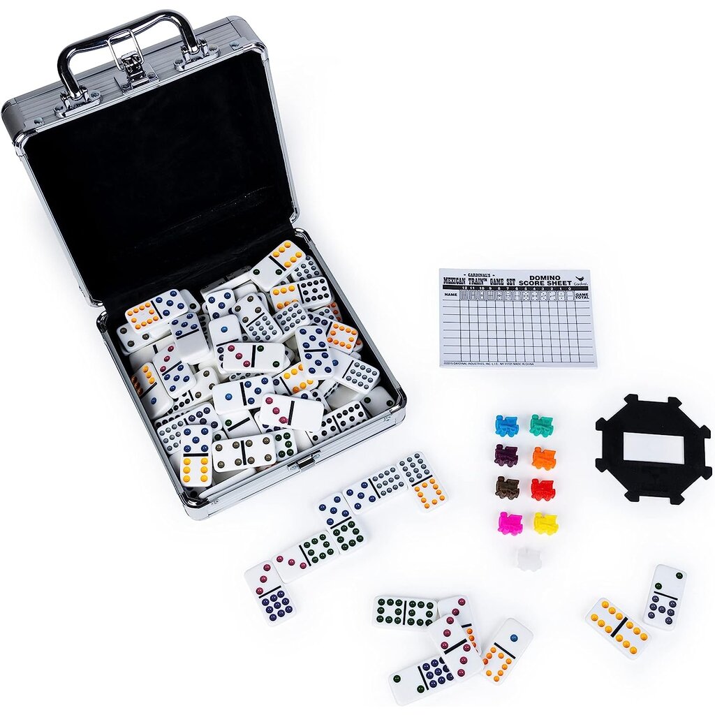 SPINMASTER MEXICAN TRAIN DOMINOES TIN CASE