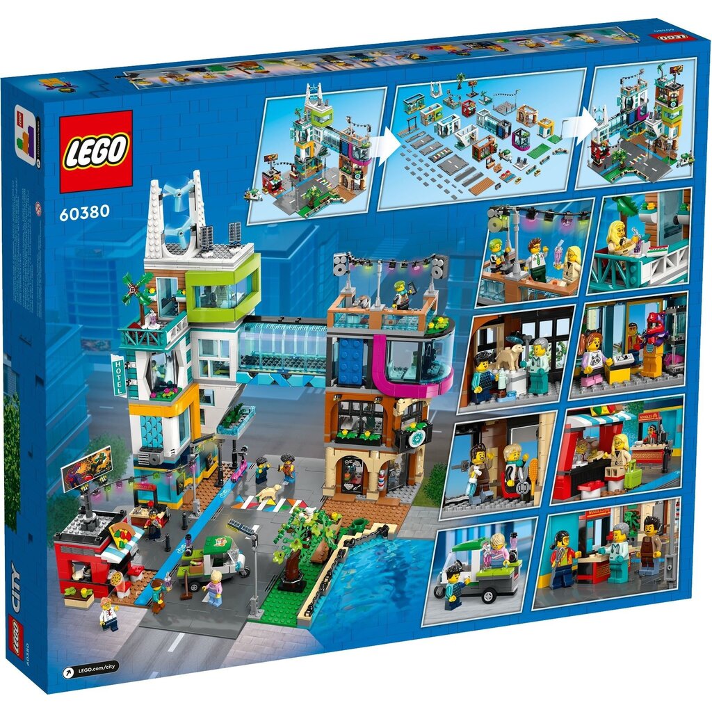 LEGO City Downtown 60380 Building Toy Set, Multi-Feature Playset with  Connecting Room Modules, Includes 14 Inspiring Minifigure Characters and a  Dog