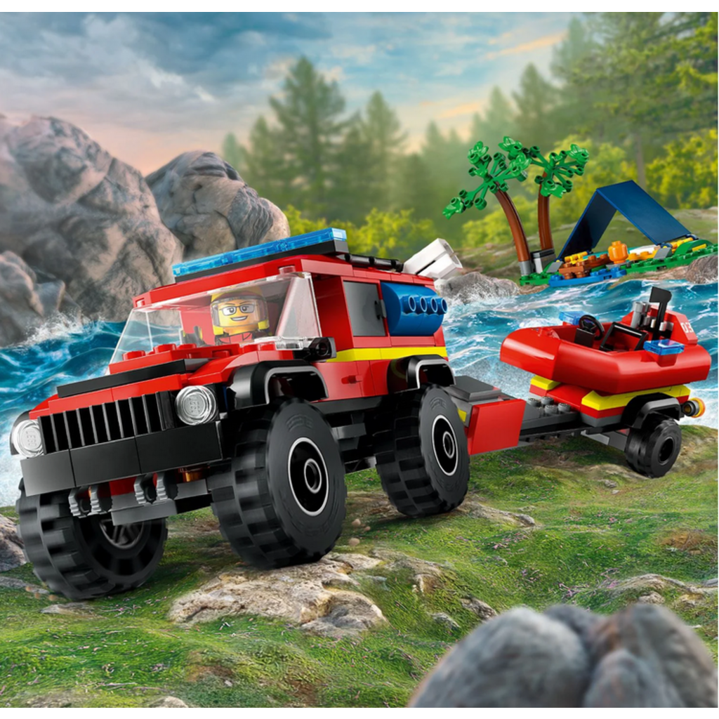 LEGO 4X4 FIRE TRUCK WITH RESCUE BOAT