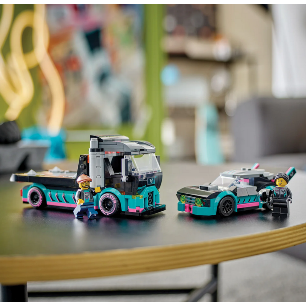 LEGO RACE CAR AND CAR CARRIER TRUCK