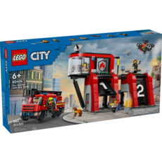 LEGO FIRE STATION WITH FIRE TRUCK