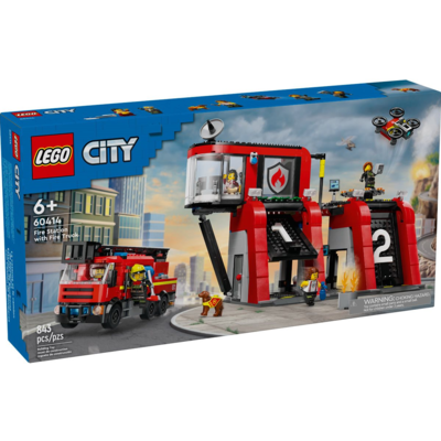 LEGO FIRE STATION WITH FIRE TRUCK