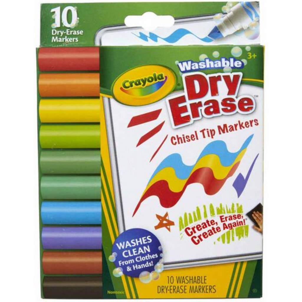 CRAYOLA WASHABLE WEDGE TIP DRY ERASE MARKERS 10 CT