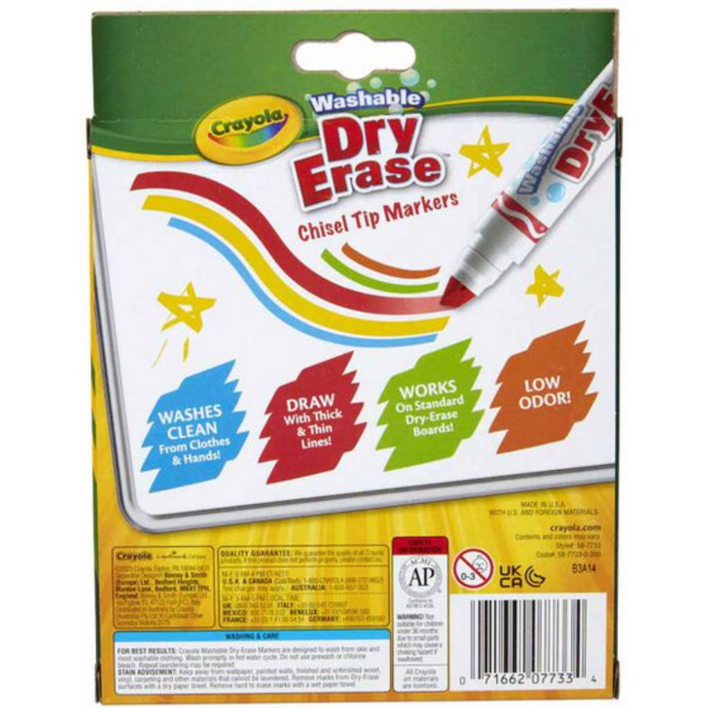 CRAYOLA WASHABLE WEDGE TIP DRY ERASE MARKERS 10 CT