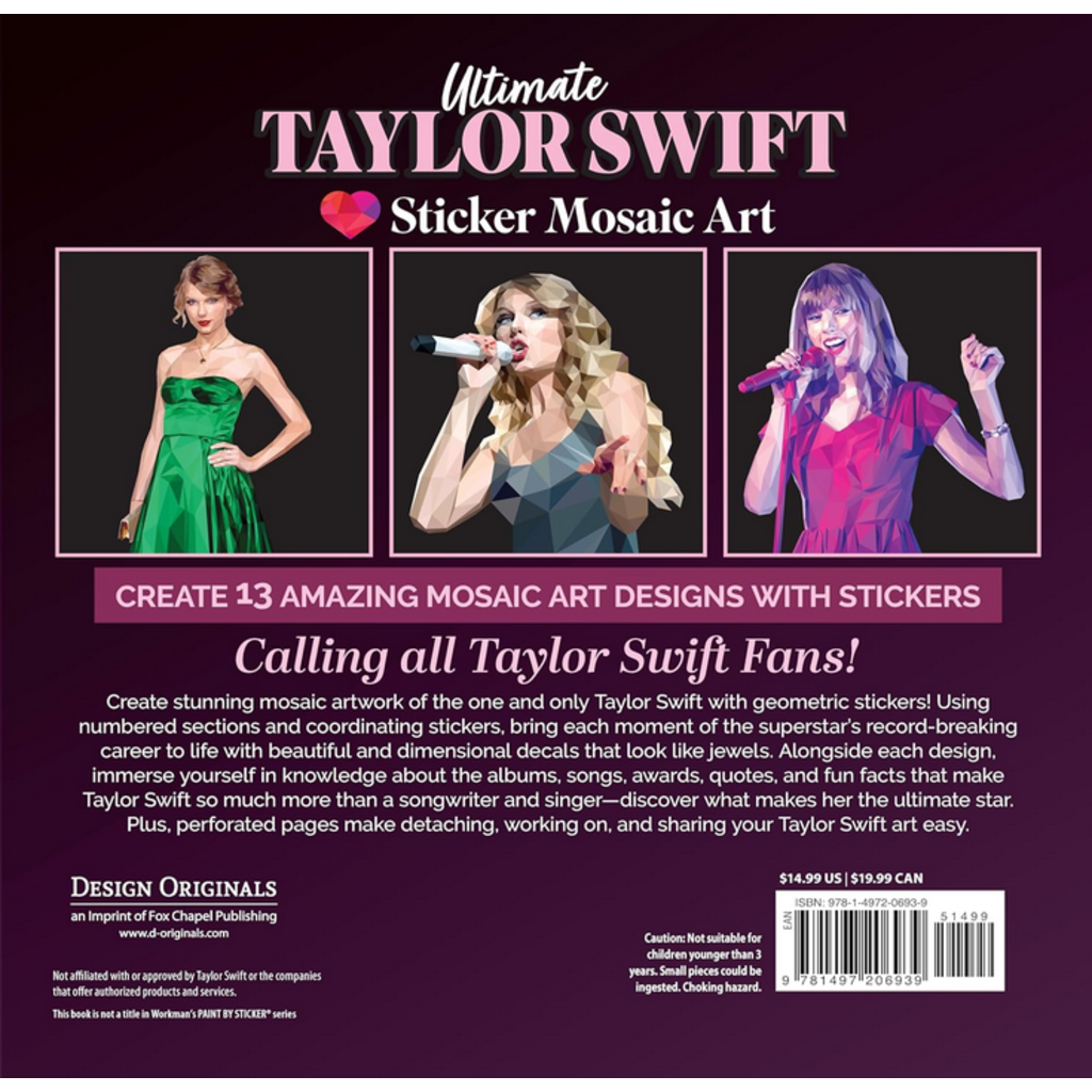 HAPPY FOX BOOKS TAYLOR SWIFT PAINT BY STICKER BOOK