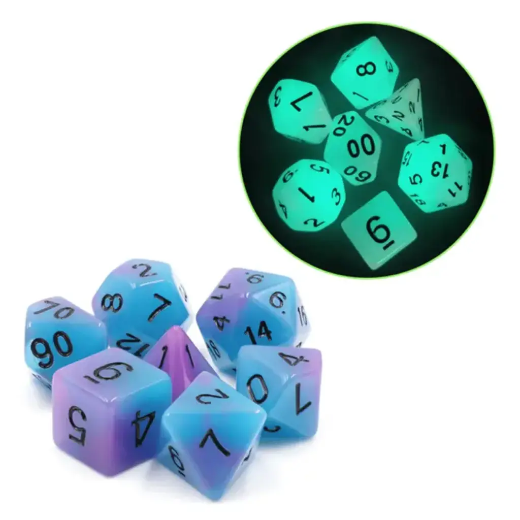 FOAM BRAIN WHOLESALE GLOW IN DARK SUPERNOVA RPG DICE SET*