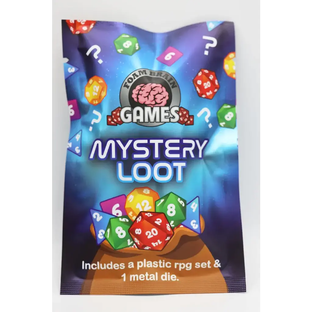 FOAM BRAIN WHOLESALE MYSTERY LOOT: PLASTIC RPG DICE SET & METAL DIE