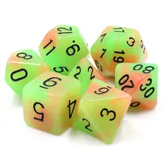 FOAM BRAIN WHOLESALE GLOW IN DARK MANGO RPG DICE SET*